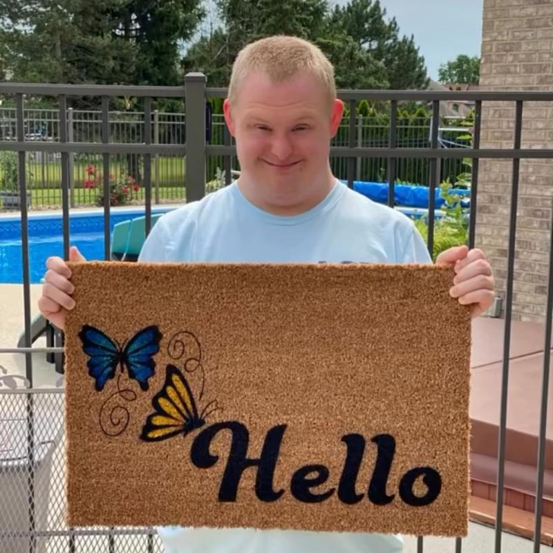 small_blue_and_yellow_hand_painted_butterfly_coir_doormat